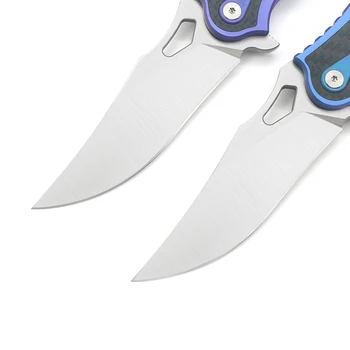 Nimoknives Джобен Бърз Сгъваем Нож, Ловни Ножове за Самозащита M390 Острието Анодизиран TC4 Титан Сплав Дръжката е От Въглеродни Влакна 3