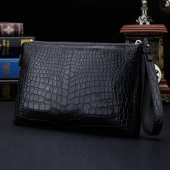 ourui истинска мъжка чанта, изработена от крокодилска кожа, мъжки ръчни черни чанти, мъжки клатч, мъжки портфейл, чанта от крокодилска кожа