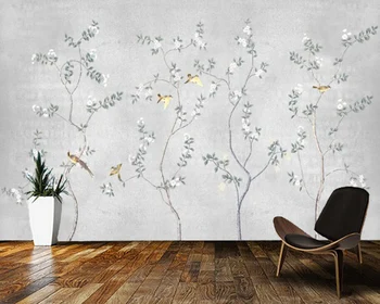 Papel de parede Потребителски 3d китайски стил, ръчно рисувани цветя и птици ретро книга за изкуството на тапети хол телевизия спалня начало декор