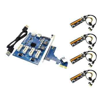PCI-E От 1 до 4PCI-E X16 Комплект Разширяване на 1To4 Порт PCI Express Комутатор Множител HUB 6Pin USB Странично Карта За Майнинга БТК Миньор