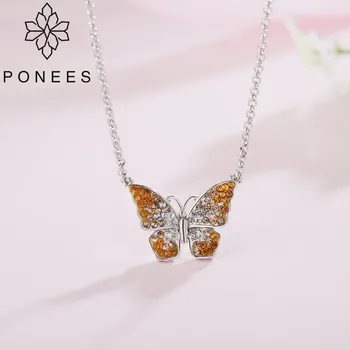 PONEES Топ Дизайн-Големи Колиета С Пеперуди Окачване За Жени, Подаръци За Момичета Модно Колие Пеперуда Бижута във Формата На Животни