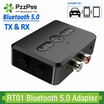 PzzPss RT01 Bluetooth 5,0 Приемник Предавател RCA и 3.5 Мм AUX Жак Музикален Безжичен Аудио Адаптер и Микрофон Високоговорител За Кола PC TV 0