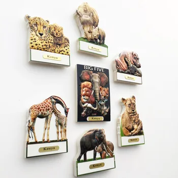 QIQIPP Африканска Кения сладък животни туризъм сувенири и декоративни изделия леопард гигант жираф на магнитен стикер за хладилник 1