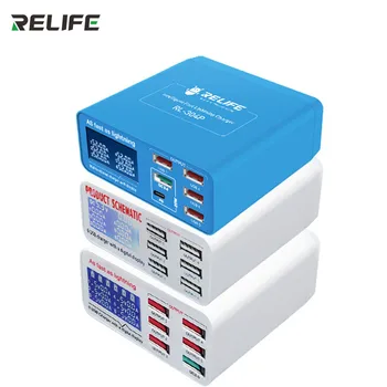 RELIFE 304P SS-304D SS-304Q Интелигентни 6 Портове USB Цифров Дисплей Зарядно Lightning За iPhone, Samsung, Huawei MI Vivo Opop Без Шипове