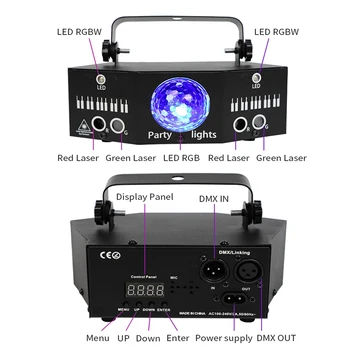 RGB Мини DJ Диско Лазерен Светлинен Проектор USB Акумулаторна батерия LED UV Звук Стробоскоп С Ефект Сватбена Коледна Празнична Вечер Лампа 2