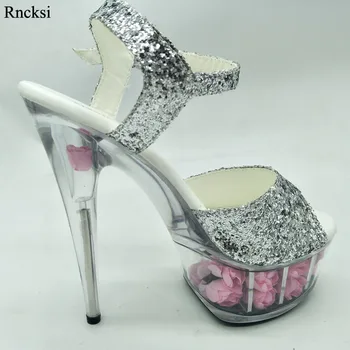 Rncksi/Дамски обувки за партита, Дамски обувки на платформа и висок ток 15 см., За танци на един стълб/, За да се изяви/Модел Сандали за партита/Сватбени сандали 1