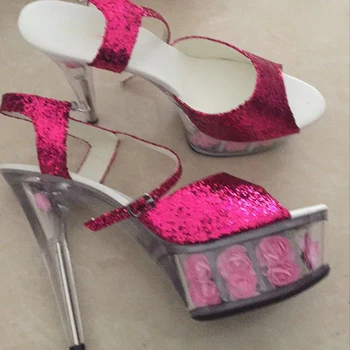 Rncksi/Дамски обувки за партита, Дамски обувки на платформа и висок ток 15 см., За танци на един стълб/, За да се изяви/Модел Сандали за партита/Сватбени сандали 2