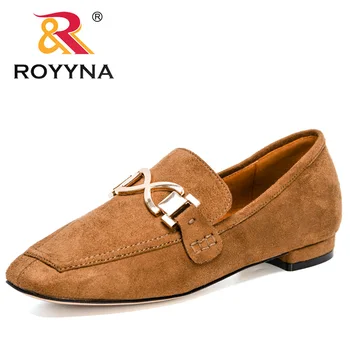 ROYYNA/новост 2021 г.; дизайнерски обувки на равна подметка; големи размери; модни обувки-лодка от Флока; дамски ежедневни обувки; дамски офис обувки без закопчалка на ниски обувки; Дамски 5