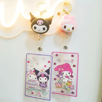 Sanrio Kuromi Melody Творчески Телескопичен Държач За Карти На Притежателя За Контрол На Достъп До Автобусни Карти Kawaii Играчка, Подарък За Рожден Ден Празнична Изненада