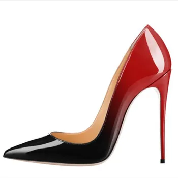 Shooegle/модни подиумные марковите дамски обувки-лодка на висок ток цвят gradient, вечерни сватбени обувки на много висок ток, по-големи размери 35-44