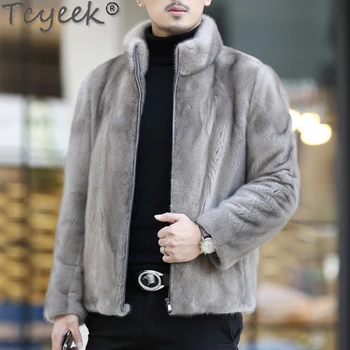 Tcyeek/ Висококачествено Мъжко зимно палто От цели Кожи Норка, Мъжки Дрехи, Модни Топло Къса мъжка кожа Яке Jaqueta Masculina Lq