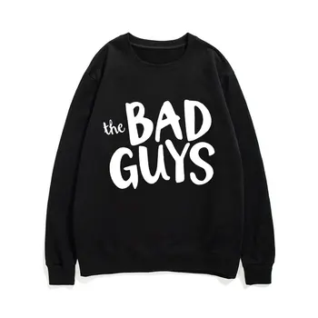The BAD GUYS Hoody С Писмото Принтом И Логото, Мъжки Градинска Дрехи С Кръгло Деколте, Мъжки И Дамски Модни Пуловери Оверсайз, Забавен Анимационен Пуловер