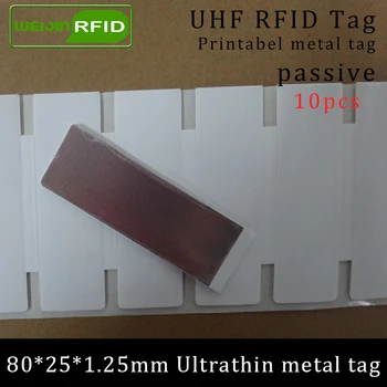 UHF RFID ультратонкая антиметаллическая етикет 80*25*1.25 мм 915 м 868 Mhz Impinj NXP 10 бр. Безплатна доставка пасивна синтетична RFID-етикет за печат