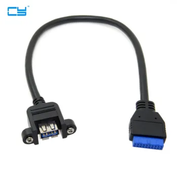 USB 3.0 Однопортовый Тип закрепване с вътрешен винт за монтаж под ъгъл към дънната платка 20pin Кабел заглавието 25 см 0