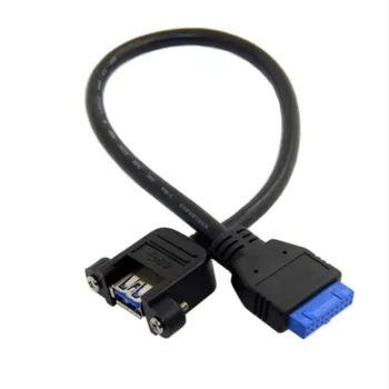 USB 3.0 Однопортовый Тип закрепване с вътрешен винт за монтаж под ъгъл към дънната платка 20pin Кабел заглавието 25 см 1
