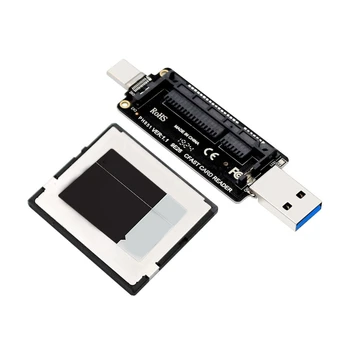 USB CFast Тип A + C Адаптер за Карта с памет с два Слота за USB 3.1 10 gbps CFast Четец Мини Преносим Алуминиев Външен Корпус 1