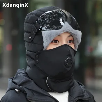 XdanqinX нова зимна дамска шапка, дебела топла шапка със слушалки, шапки-бомберы, новост, мъжки зимни капачка, капачка за двойки, ветрозащитная ски шапка