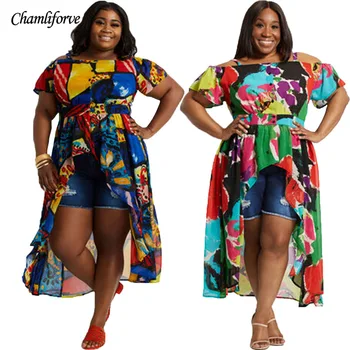 XL-5XL Плюс Размера на Африканския Рокля За Жените 2021 Лятна Мода Дашики Принт Къдри Vestido Нов Халат Елегантна Африкански Вечерна Рокля