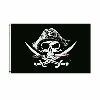 zwjflagshow 90x150 см Огромен Череп и Кости Саби Мечове jolly Roger Пиратския Сандък на Мъртвеца Знамена за Украса