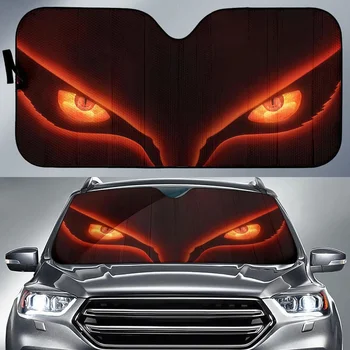 Авто 3D Принт с Червени Очи, автоаксесоари, Сгъваема сенника за Стъкла, Uv и Топлинен Авто Козирка, на Предното стъкло, Авто Козирка