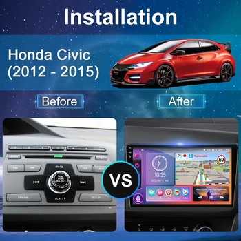 Авто Радио Мултимедиен Плейър Carplay 9 Инча 4G Android Авто Стерео GPS Навигация 2 Din За Honda Civic 2012 2013 2014 2015 1