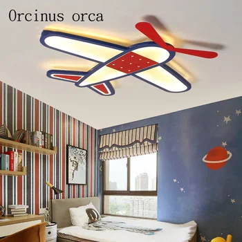 Американският картун самолет тавана лампа детска стая момче спалня съвременен творчески топло на очите енергоспестяващ самолет тавана лампа