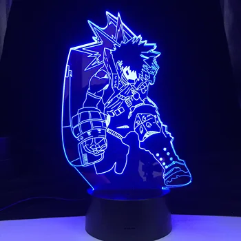 Аниме Моят Герой Академия 3D Лампа Катсуки Бакуго Лампа за Украса Спални Подарък За Рожден Ден Bakugo Led нощна светлина