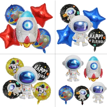 Астронавт ракета балон комбинация от картун играчка водороден балон детски рожден ден украса алуминиево фолио балон пакет