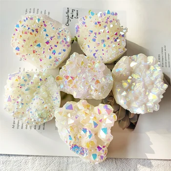 Аура Quartz Crystal Клъстер Естествени Камъни Изцеление Рейки Скъпоценни Камъни Декорация На Дома