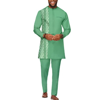 Африкански Костюми за Мъже, Комплект от 2 теми, Жаккардовая Лоскутная Риза, Панталони, Официално Облекло Дашики, Традиционни Племенни Облекло V2216364