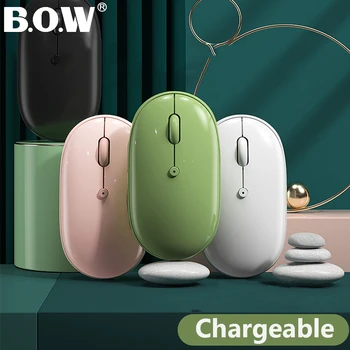 Б. O. W Bluetooth мишка, Мишка Акумулаторна, Тих и Приятен Дизайн за смартфони /Таблети / настолни компютри / лаптопи