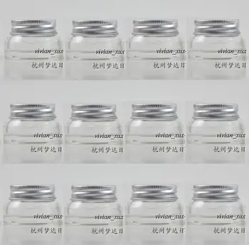 банка за крема от прозрачно стъкло 15 г, със сребърен капак, козметична банка 15 гр, опаковка за проба /крем за очи, мини-стъклена бутилка от 15 грама