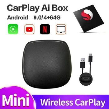 Безжична Автомобилен Мултимедиен плеър Carplay IOS Android Auto Ai Box 4 + 64G Аудио Навигация За BMW-BMW KIA, Toyota, Mercedes 0