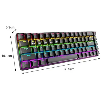 Безжична клавиатура Бърз отговор, без забавяне Хладно осветление 68 клавиши 2,4 Ghz Bluetooth-съвместима клавиатура 48.0 Type-C 5