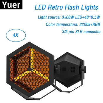 Блок 4, Led ретро Лампи-Светкавици 3X60 W + 48X0,5 W RGB 3В1 Led Плоски Номиналните Светлини Dj Измийте С Ефект Светлини За Дискотеки Лазерен Проектор
