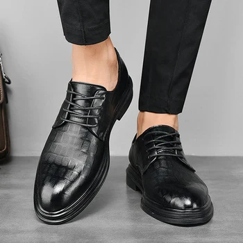 Брандираната мъжки ежедневни обувки, Кожени мъжки бизнес мъжки обувки-Oxfords, дишащи мъжки модела обувки в римски Стил, луксозни мокасини, Лоферы 39-48