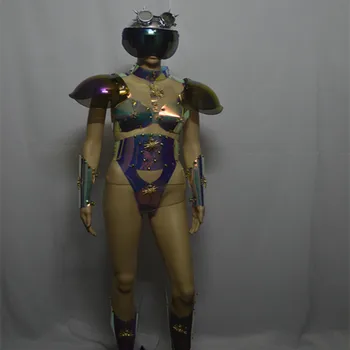 Бъдещата технология Лазер броня Бар нощен клуб мода цветни брони костюм на гого направи, съобразени с