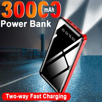 Бързо Зареждане на Power Bank Преносим 30000 mah Зарядно за Цифров Дисплей Външен Фенерче Батерия за Huawei, Xiaomi iphone