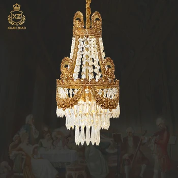 В бароков Пълен с Мед Кристал Капка лампи Малка Луксозна Royal Crown Нощно Шкафче Прием лампа Настолна Единичен Полилей 0