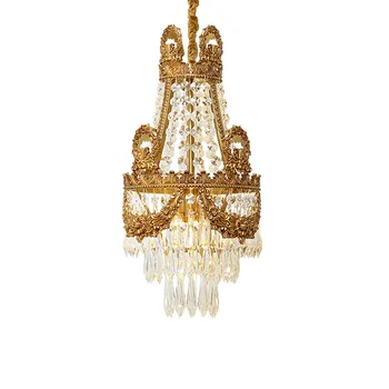 В бароков Пълен с Мед Кристал Капка лампи Малка Луксозна Royal Crown Нощно Шкафче Прием лампа Настолна Единичен Полилей 4