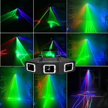 Веерообразный лазерен лъч с три глави, подходящи за различни танцови зали, дискотеки и други места