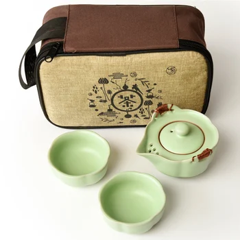 [ВЕЛИЧИЕТО] Ruyao Чай комплектът Включва 1 гърне 2 Чаши Висококачествен Гайвань Керамичен чайник Чаша Преносим Пътен Чай набор от Кунг-фу