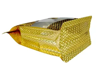 Висококачествени материали, търговия на Едро, 50 бр., златна лъскаво фолио, майларовая чанта с плоско дъно, чанта с цип с прозорец 16x26 + 8 см (6,25x10,25 + 3 инча) 5