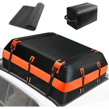 Водоустойчива чанта за багажник на покрива за всички автомобили (странични парапети / поперечины / Без багажник) с чанта за съхранение и предпазни мат