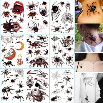 Временни татуировки етикети Хелоуин етикети върху лицето череп паяжини немъртви самоличността на татуировки етикети маскарад украса