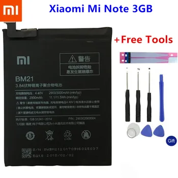Въведете Mi 100% Оригинална Батерия За телефон BM21 За Xiaomi Mi Note 3 GB оперативна памет, Високо Качество на 3000 mah Батерия за мобилен телефон + Безплатни Инструменти