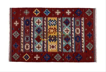 вълнен килим kilim Вълнени Ръчно изработени килими За Хола Геометричен Модел Турски Натурален