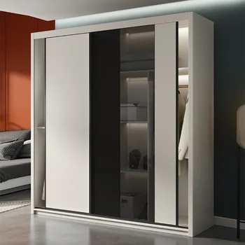 Гардероб Плъзгащи Вратата Модерна Проста Домакински Мебели За Спалня Икономична Стая За Отдаване Под Наем И Гардероб 0