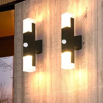 Датчик за Движение PIR Led монтиран на стената Лампа 20 W Водоустойчива IP65 Алуминий, с монтиран на стената Лампа Лестничный Преминаване на пешеходна Пътека на Улицата Верандата Светлина За външно осветление 2