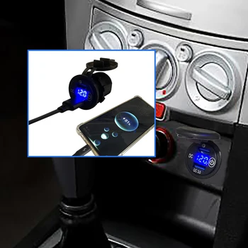 Двойно зарядно Устройство USB3.0, Синя Led Изход Волтметър С бутон за Включване Изключване за Кола Marine Golf 3 5